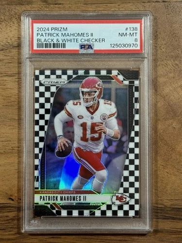 2024 Panini Prizm PATRICK MAHOMES Black White Checkerboard SP #138 Chiefs PSA 8
