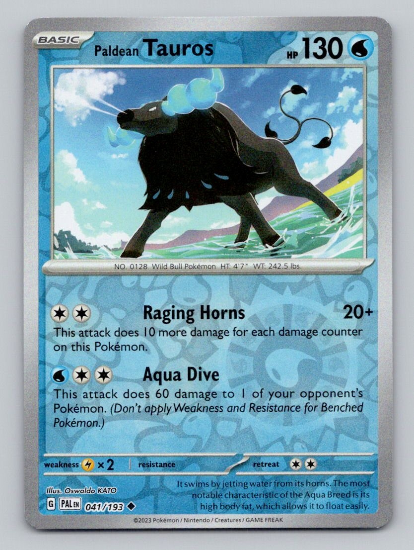 Paldean Tauros 041/193 Uncommon Paldea Evolved Pokemon Reverse Holo Near Mint
