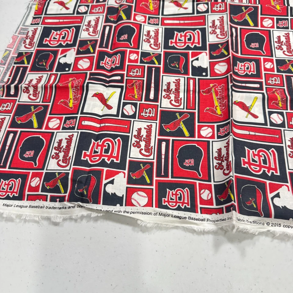 fabric traditions quilting cotton MLB red baseball cardinals 2015 28x58 1.6 yard - Image 3 of 4