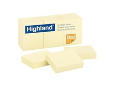 Highland Sticky Notes, 1.5 x 2 Inches, Yellow, 12 Pack 6539 
