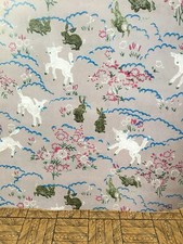 Reproduction dolls house wallpaper -  Lambs & Rabbits Violet