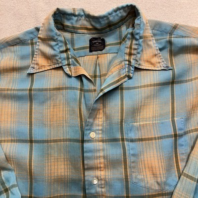 Vintage 50's 60s Penneys Towncraft Shadow Plaid Shirt XL Penn