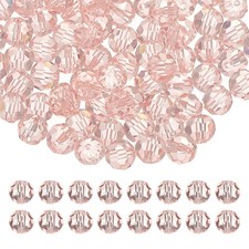 8mm Round Crystal Beads, 100 Pcs Glass Faceted Ball Bead, Pink
