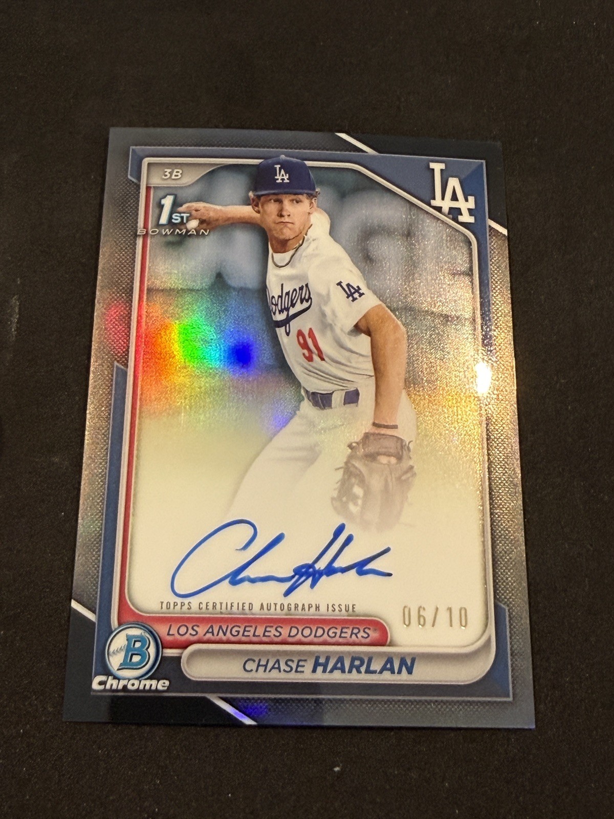 2024 Chase Harlan Bowman Draft Chrome Black Refractor 1st Prospect Auto /10