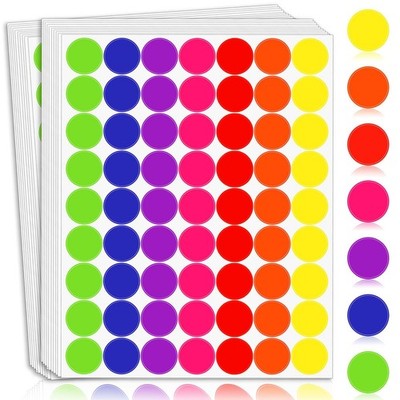 Round Color Coding Dots, 1 Inch Stickers, 1575 Pcs, 7 Colors