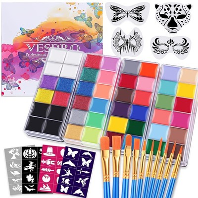 Face Painting Kit For Adult Party,42 Colors Professional Oil Face&Body Paint ...