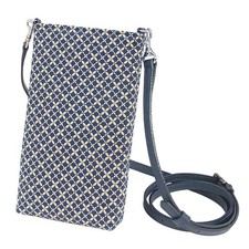 Smartphone Pouch Deer Leather Navy White Shippo Pattern Japan