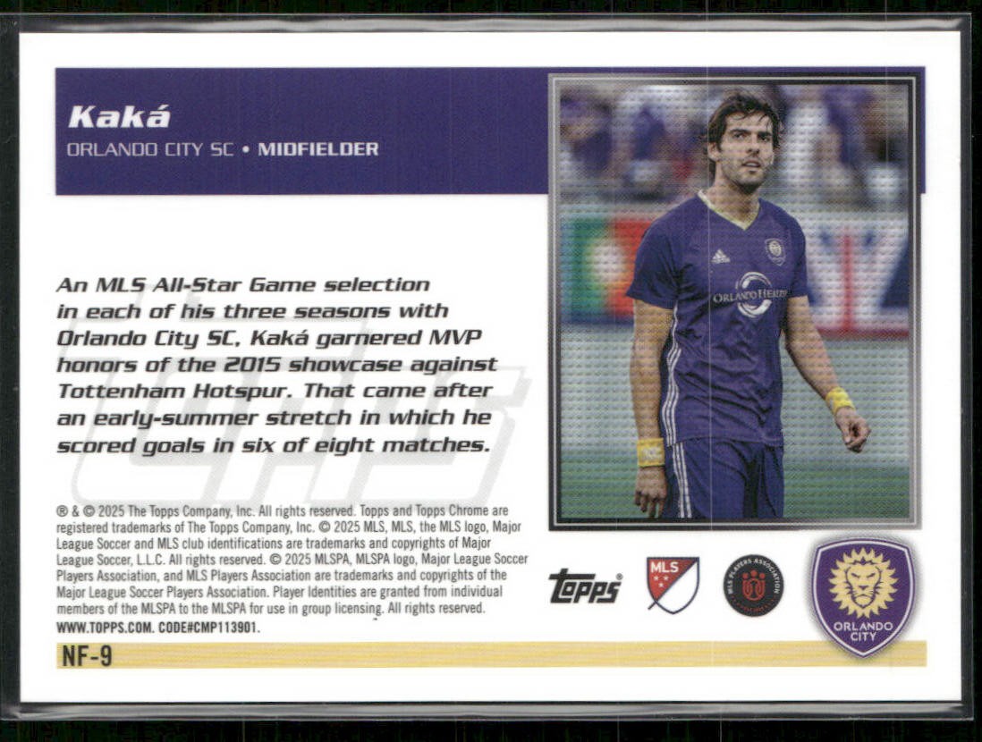 2025 Topps Chrome MLS #NF-9 Kaká 1995 Topps Pearl Donut Holes Refractor #/30