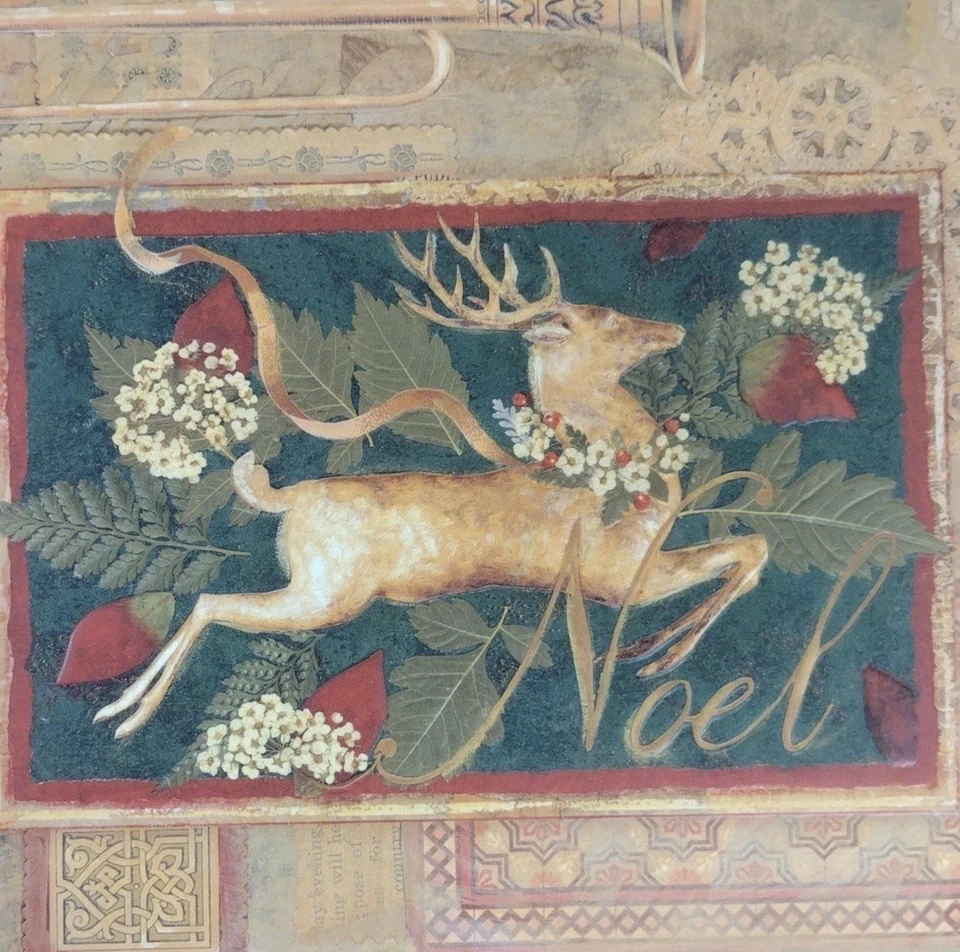 Álbum de recortes de Navidad K& Company 8x8 Noel Reindeer estilo vintage nuevo Foto 3 de 4