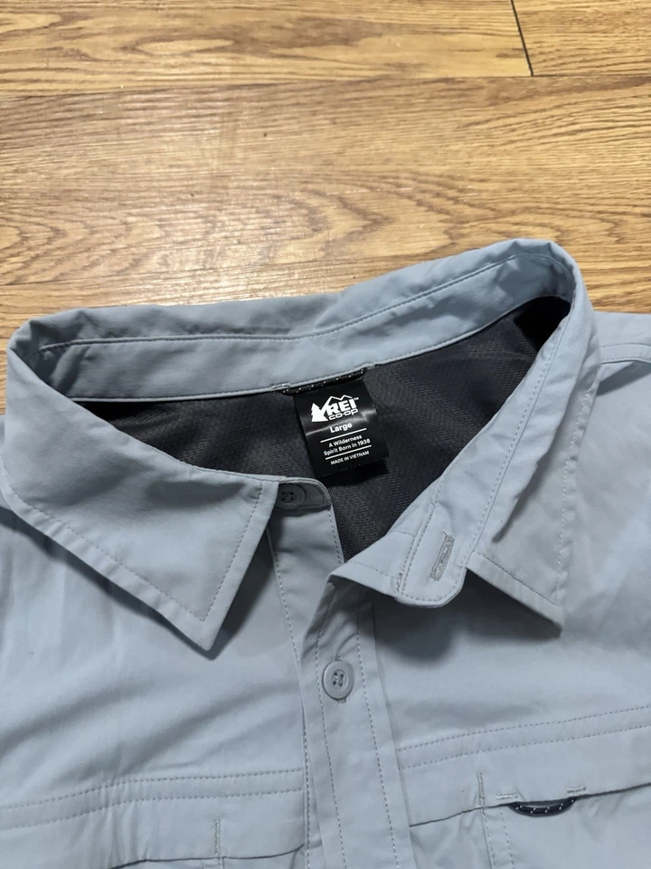 Camisa de senderismo REI Co-op Sahara manga larga para mujer L verde azulado secado rápido manga enrollable Foto 2 de 4