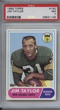 1968 Topps #160 Jim Taylor  PSA 7 NM Saint Green Bay Packers HOF 
