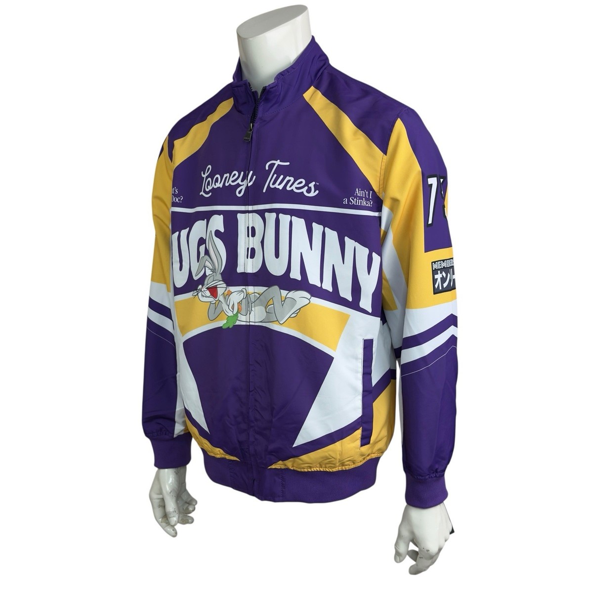 Members Only Looney Tunes Bugs Bunny Jacket Large Purple Full Zip
