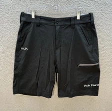 Huk Shorts Mens Large Black Next Level 10.5" Fishing Short Performance Outdoors
