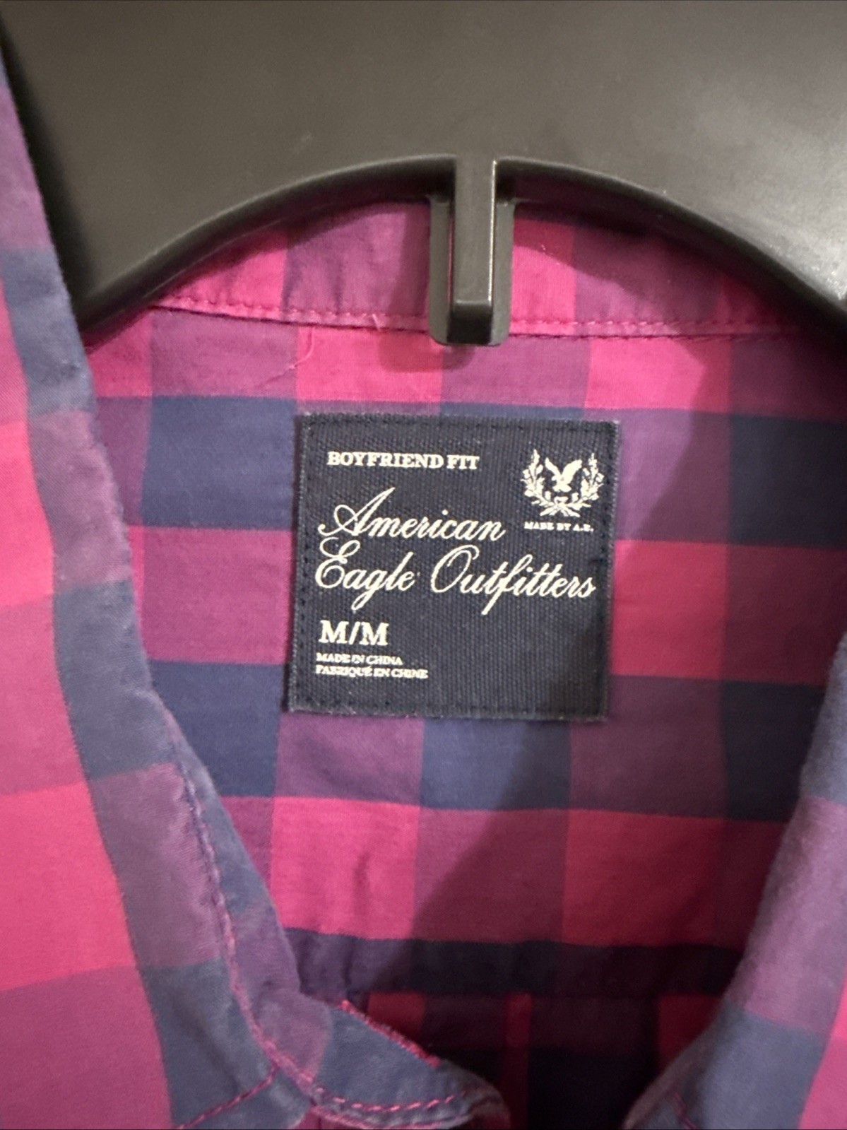 American Eagle, Gingham Pink Button Up, Womens Si… - image 2