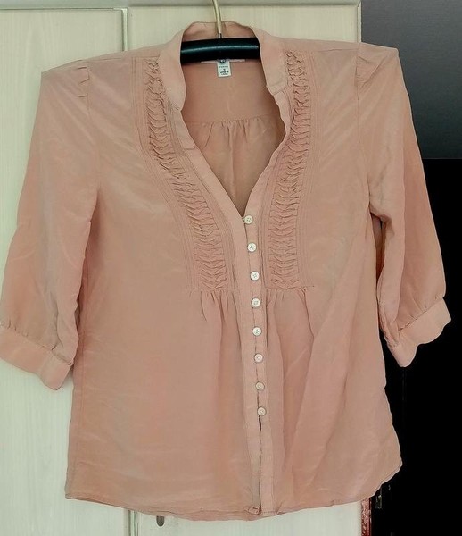 Women Banana Republic Shirt Beige Silk XS