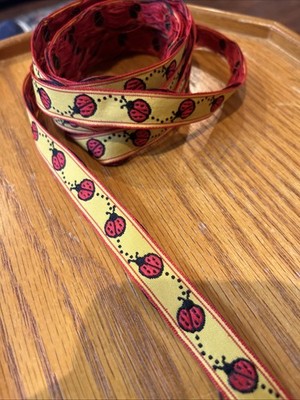 Vtg  lady bug ribbon  5/8  x3 yards (9 feet)  woven - so cute! 