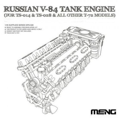 Meng Model 1/35 SPS-028 RUSSIAN V-84 TANK ENGINE FOR TS-014 & TS-028 T-72 MODELS