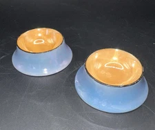 Noritake Pair Blue Peach Lusterware Open Salt Cellars
