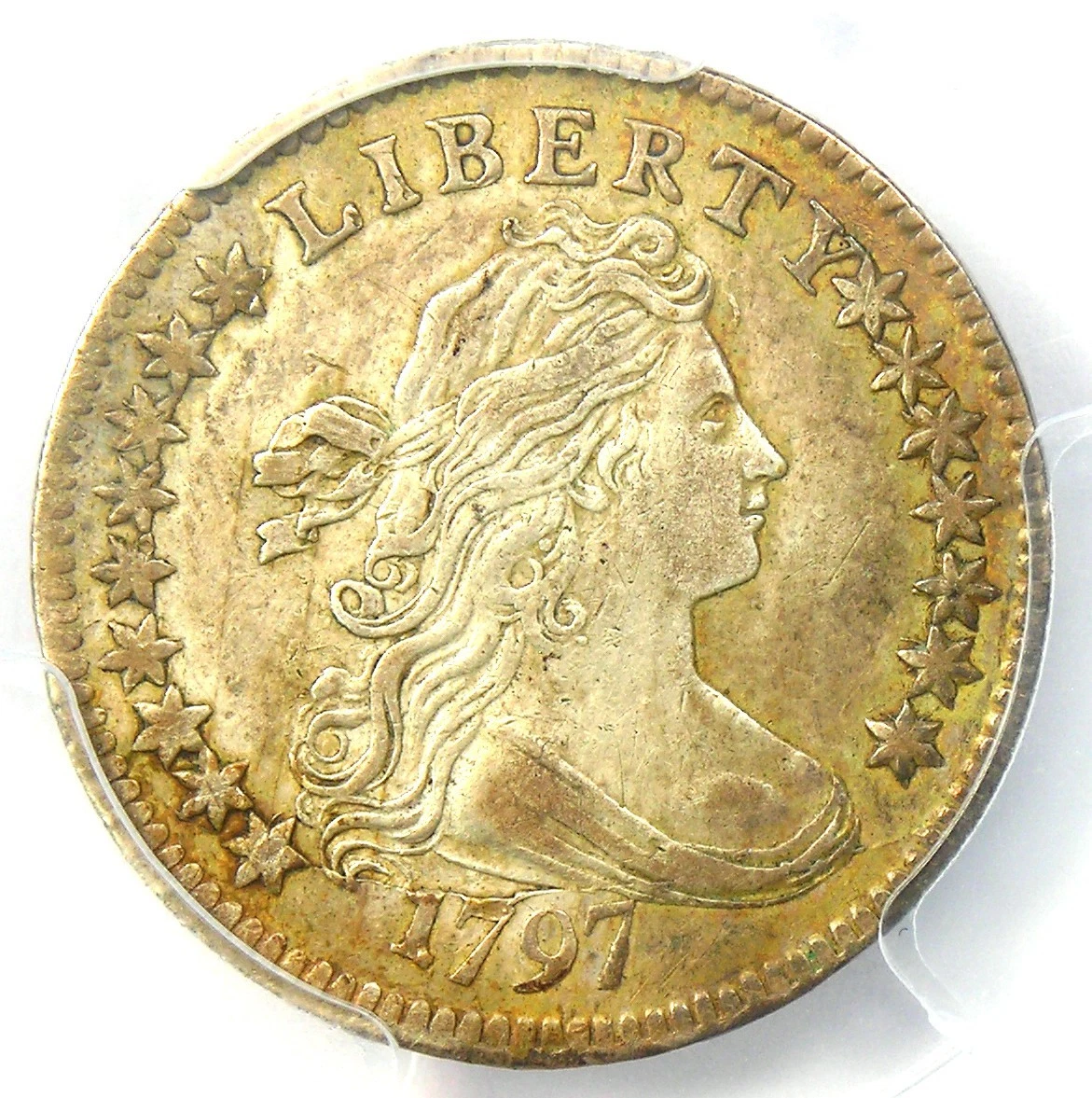 1797 Draped Bust Dime 10C 16 Stars - Certified PCGS XF Details (EF) - Rare Date