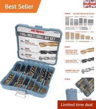 Ultimate 130 Piece Mixed Drill Bit Set: HSS, Masonry & Wood Bits for Versatility