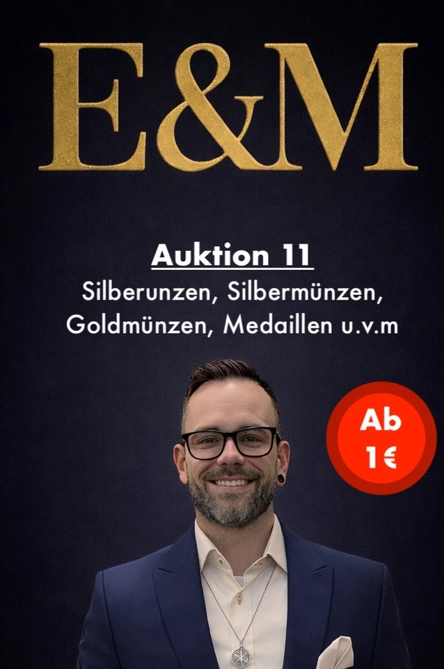 Auktion 11 Silberunzen, Silbermünzen, Goldmünzen, Medaillen u.v.m. ab 1,00€