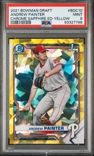 2021 Bowman Chrome Andrew Painter R/C BDC10 #/99 Sapphire Yellow Refractor PSA 9