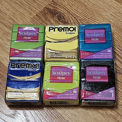 Set of Sculpey Premo clay 2 Oz blocks In 6 vibrant colors. 