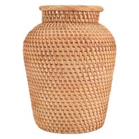 2X(Rattan Gewebte Vase Kunst Vase Mode Tisch Dekoration Pflanzen Blumen Top4593