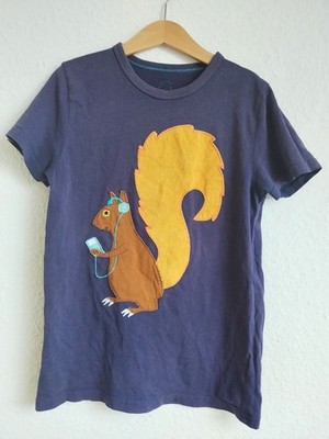 Mini Boden T-Shirt mit Eichhörnchen-Appliqué Applikation blau Gr. 9-10 J./140