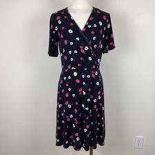 41 Hawthorn Dress Womens Medium Mini Faux Wrap Floral Bohemian Stretch Everyday