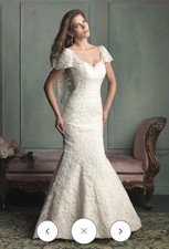 Wedding dress, Allure Bridals Ivory, Size 8, Trumpet Lace with Cap Sleeves