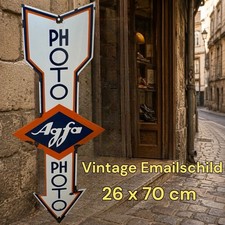 Vintage Alt AGFA PHOTO Emaille Werbe Schild Foto Enamel Plaque Sign &Eacute;maill&eacute;e