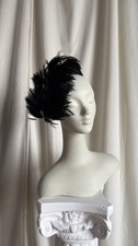 Vintage 1940  s Black Wool Felt Tilt Ostrich Feather Hat March  New York Sz 22