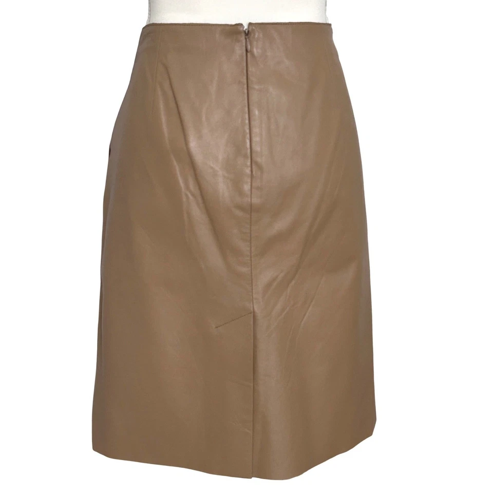 KENNETH COLE Vintage Pencil Skirt Genuine Leather Lined Pockets Camel Tan Size 8 - Image 4 of 4