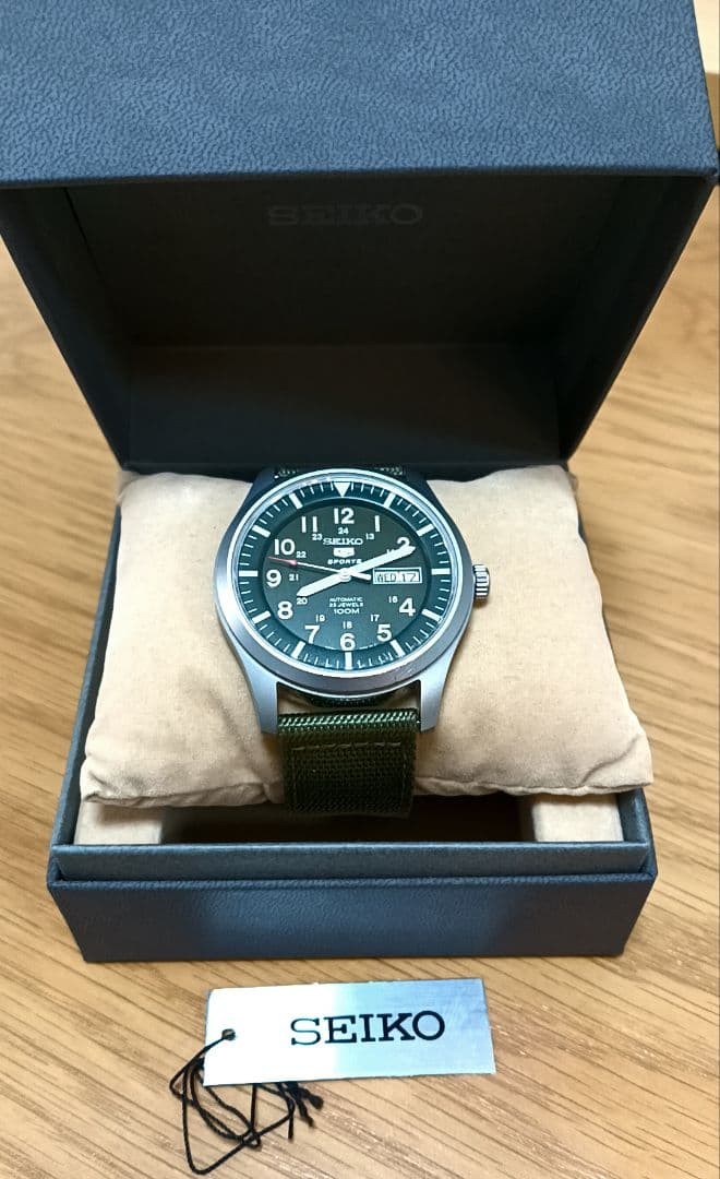 SEIKO SNZG09K1 Automatic Watch Dark Green Dial Stainless Steel Nylon Strap