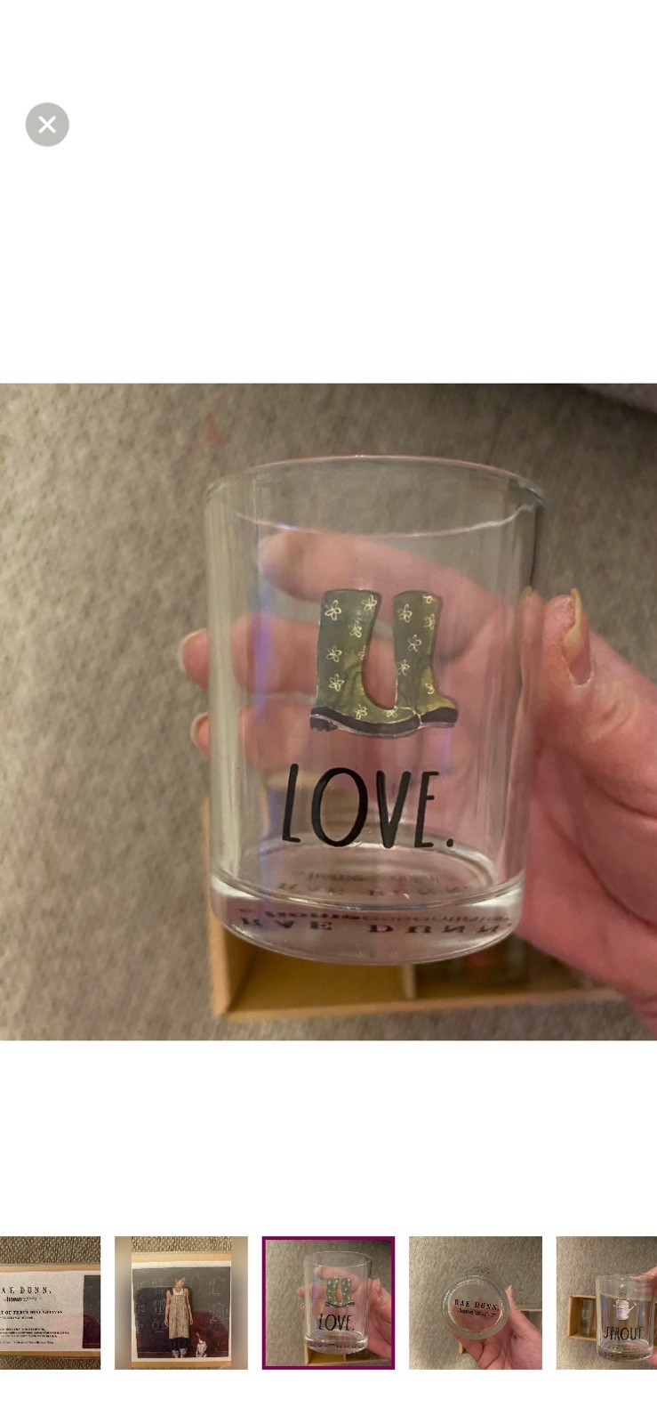 Rae Dunn by Home Essentials 3 Mini Glass Votive Candle Holders LOVE SPROUT GROW thumbnail 11