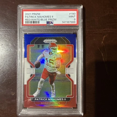 2021 Panini Prizm Patrick Mahomes II Red White Blue Prizm PSA 9