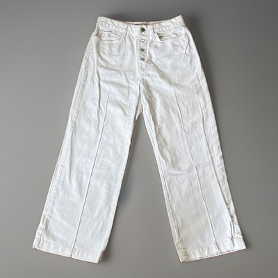 Zara Z1975 Jeans Womens 4 White Mid Rise Straight Basic Denim Pants Button Up