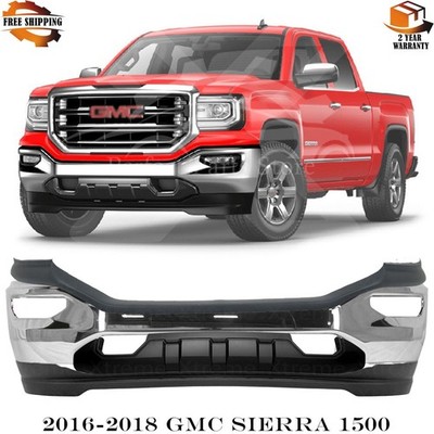 Front Bumper Chrome Steel & Valance Textured Kit For 2016-2018 GMC Sierra 1500