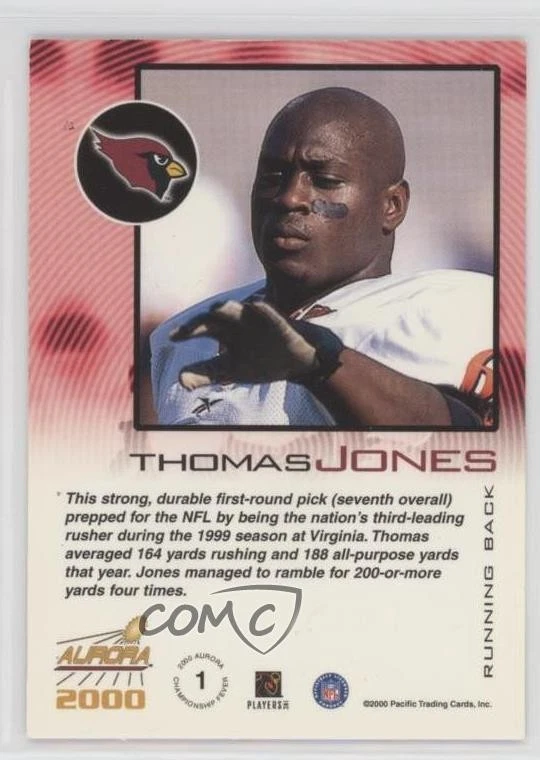 2000 Pacific Aurora Championship Fever Copper /160 Thomas Jones #1 - Image 2 of 2