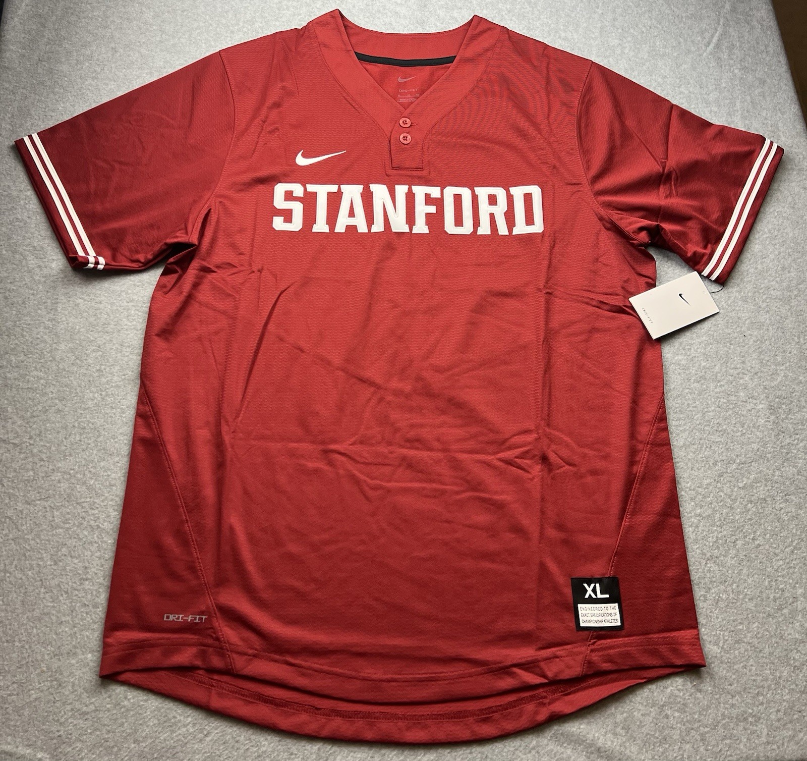 Nike Stanford Cardinal Men’s Two-Button Baseball Jersey Size XL Red NWT