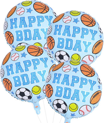 Sports Birthday Balloons Party Decorations, 18 Inch Inflatable HAPPY BDAY Mylar 