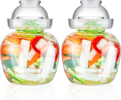 2 Pcs Glass Fermentation Jar Pickle Jar Kimchi Containers 1.5L Traditional Ferme