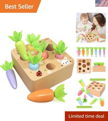 Montessori Toys for 2 3  Old Toddlers, Macron Carrot Harvest Game Wooden Toys...