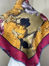 Scarf 35”x 35” Turkish Polyester Hand Rolled Geometric Colorful MIRANDA DIGITAL