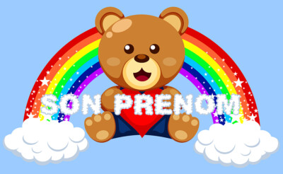 REGENBOGEN AUFKLEBER TEDDYBÄR 1 PERSONALISIERTER VORNAME WAND KINDERZIMMER