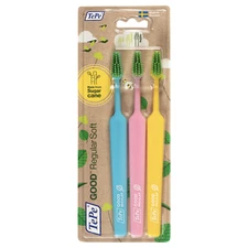 TePe GOOD™ Regular Soft Bristle Toothbrush – Bioplastic Adult Toothbrushes, 3 pk