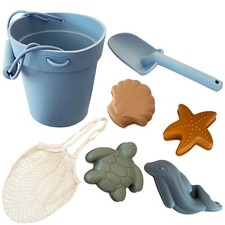 New Silicone Beach Toys/Summer Toys/Beach Bucket Set with mold and free bag Blue