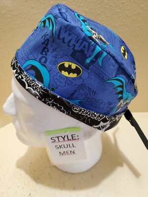 Batman Comic Strip Super Hero Men's Skull/Chemo Surgical Scrub Hat/Cap Handmade