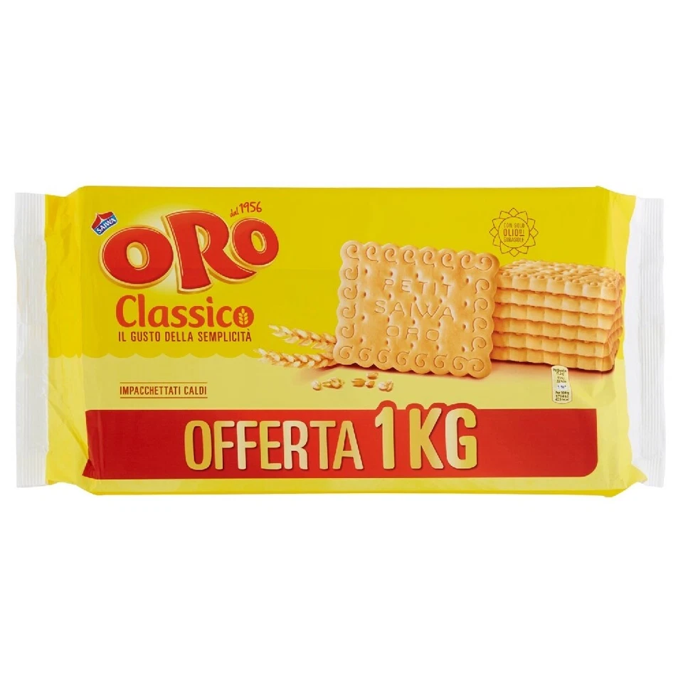8 Confezioni Oro Saiwa Biscotti 1 kg – Biscotti ai Cereali – Scorta Famiglia